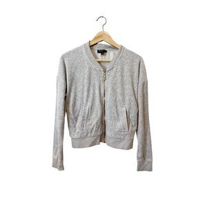 Juicy Couture Black Label Gray Velour Full Zip‎ Jacket Size Small